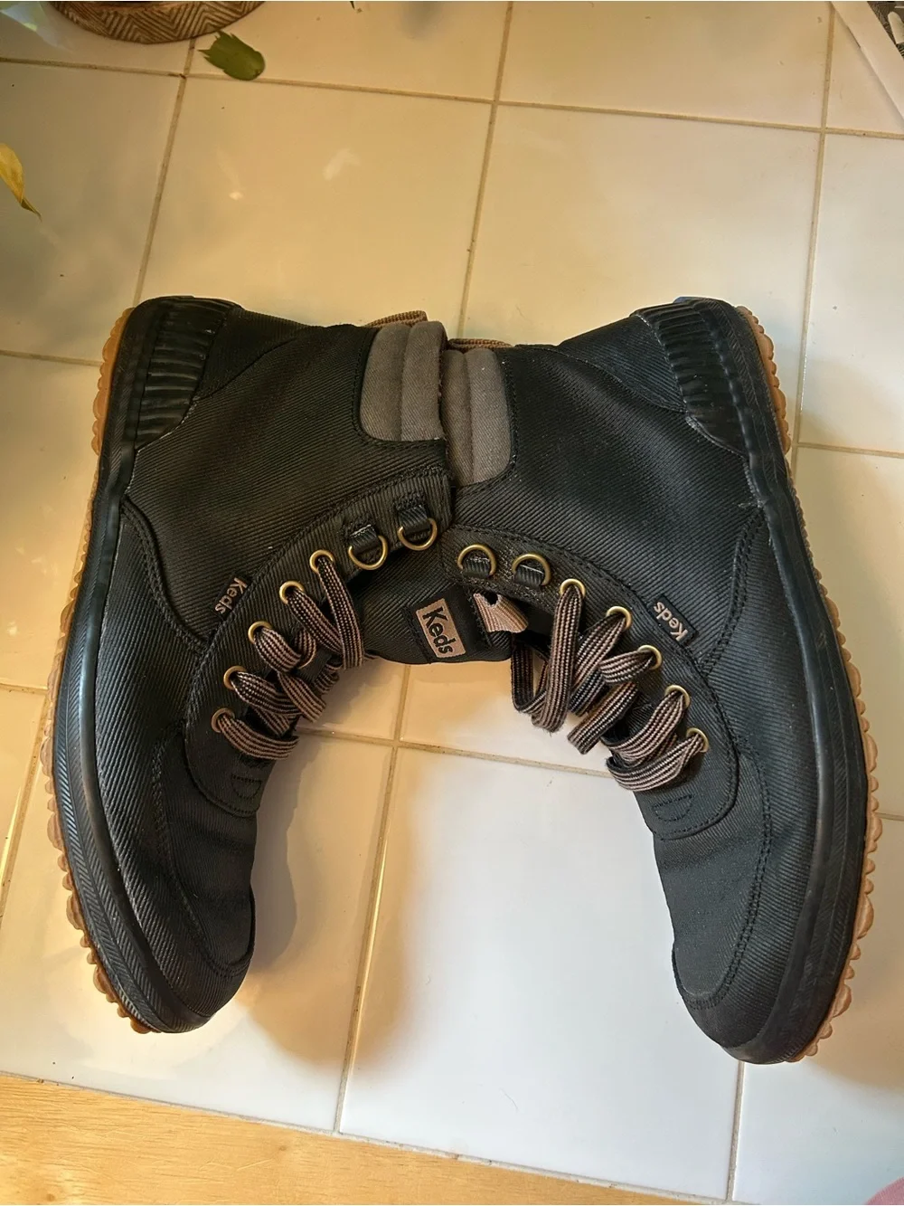 Keds Black RainBoot with Brown Accents